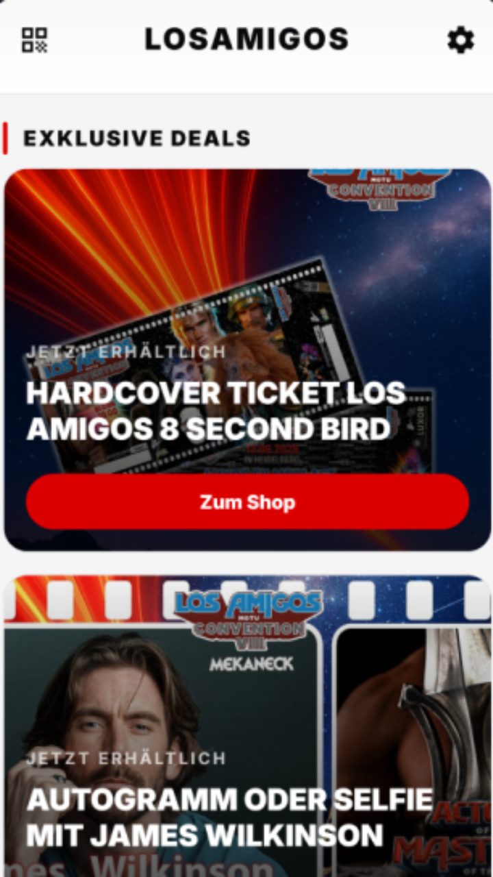 Shop-Bereich der App mit Angeboten rund um die Veranstaltung